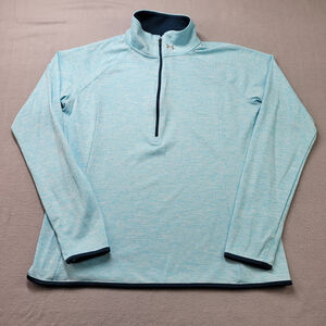 Under Armour Run 1/4 Zip Shirt Womens XL Blue Long Sleeve Thumb Holes Stretch